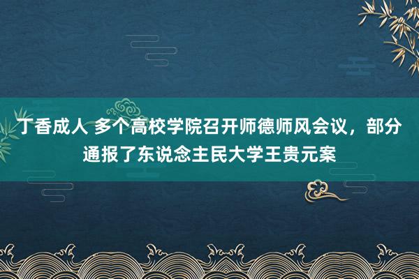 丁香成人 多个高校学院召开师德师风会议，部分通报了东说念主民大学王贵元案