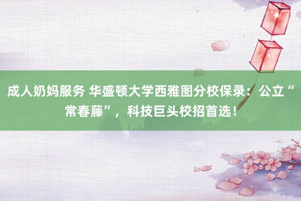 成人奶妈服务 华盛顿大学西雅图分校保录：公立“常春藤”，科技巨头校招首选！