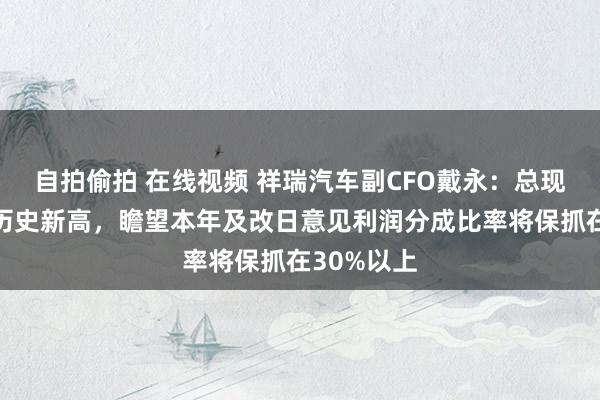 自拍偷拍 在线视频 祥瑞汽车副CFO戴永：总现款水平创历史新高，瞻望本年及改日意见利润分成比率将保抓在30%以上