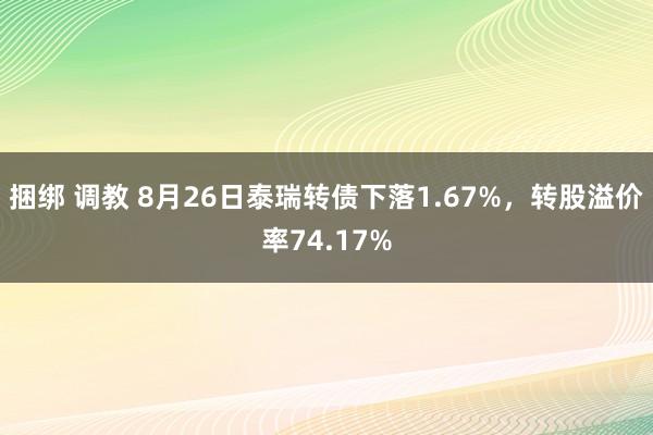 捆绑 调教 8月26日泰瑞转债下落1.67%，转股溢价率74.17%