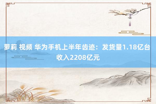 萝莉 视频 华为手机上半年齿迹：发货量1.18亿台 收入2208亿元